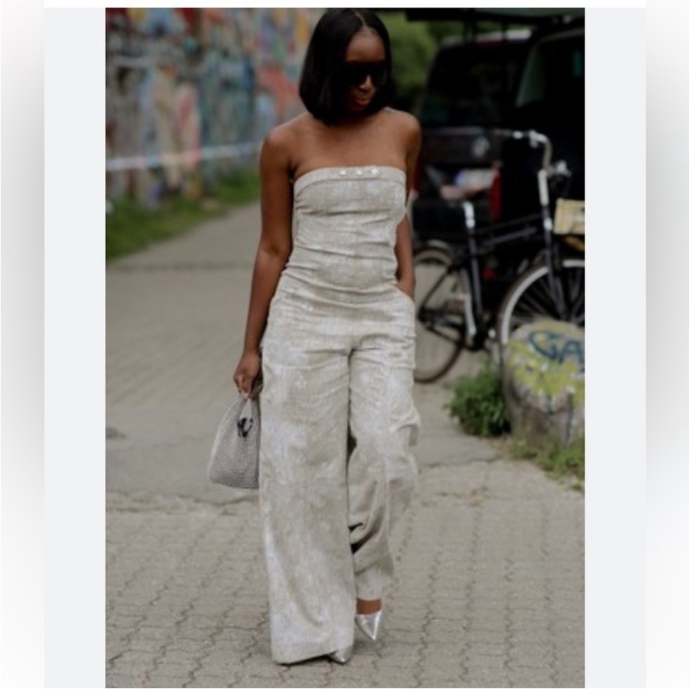 ZARA Printed linen blend jumpsuit 8217/072 - Picture 9 of 14
